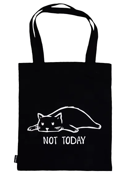 Сумка-шоппер Not today (кот) черная, текстиль 40см.*32см. - фото 1