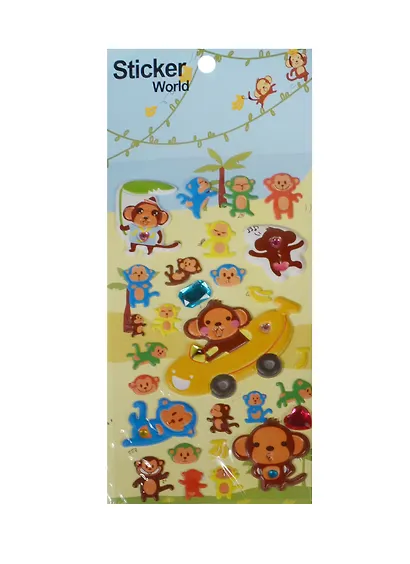 Наклейки Sticker World Обезьяны (ZC-B019) (11097502) (3+) (упаковка) - фото 1