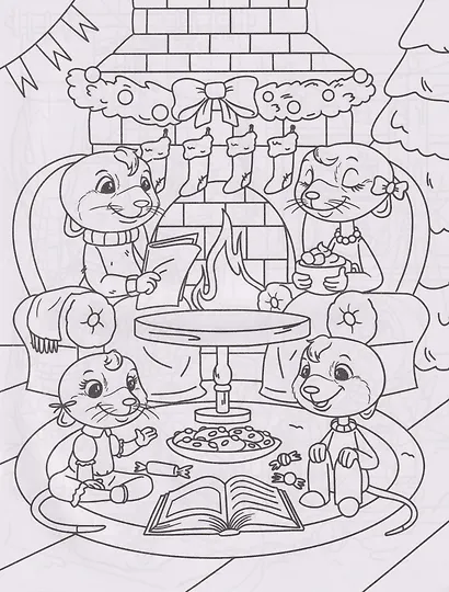 Сурикаты и зимние истории: книжка-раскраска с наклейками - фото 2