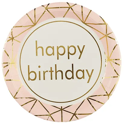 Набор бумажных тарелок Happy birthday на розовом фоне (22 см) (6 шт) (12-01582-G3) - фото 2