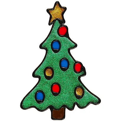 Наклейка новогодняя Елочка (14х9) (глиттер) - фото 1