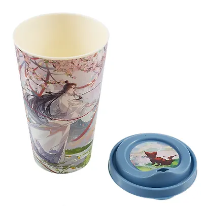 Стакан с крышкой Благословение небожителей Се Лянь сакура (пластик) (550 мл) - фото 5