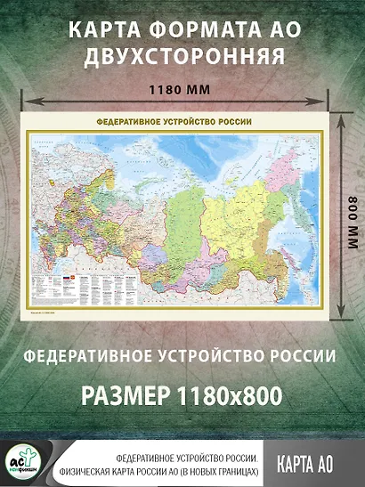 Федеративное устройство России. Физическая карта России А0 (в новых границах) - фото 3