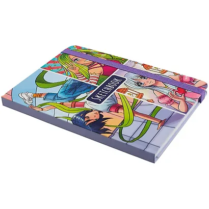 Скетчбук А5 80л "Аниме" 70г/м2, кремовая бумага, тв. переплет, выб. лак, резинка - фото 2