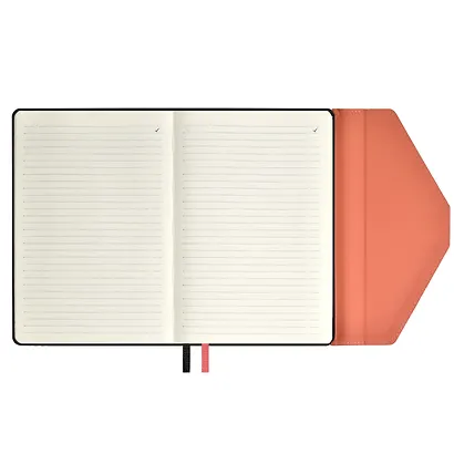 Ежедневник недат. А5 160л "Руффо" чёрный, розовый, бежевый, иск.кожа, тв.переплет, офсет, ляссе - фото 11