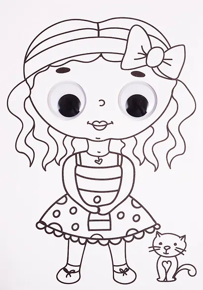 Раскраска с глазками. Девочка - фото 2