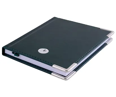 Записная книжка А6 80л кл. "SILVER. Зеленый" 7БЦ, обл.кож.зам, тиснение серебр.фольгой, 2 ляссе - фото 3