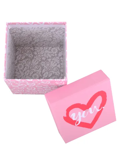Коробка подарочная "I love you" розовая 9,5*9,5*10см. картон - фото 2