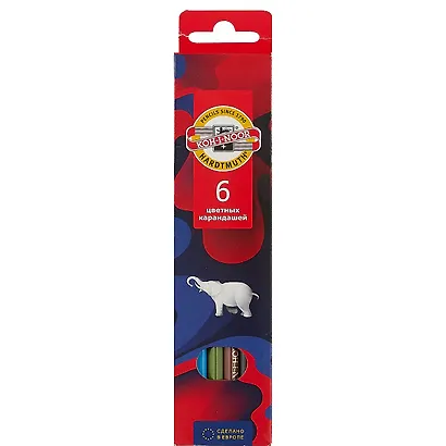 Карандаши цветные Koh-I-Noor, "Элефант", 6 цветов - фото 1