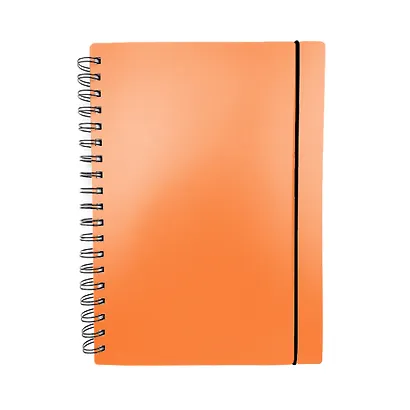 Записная книжка А6 80л кл. "Favorite Color. Neon Orange" спираль, пласт.обл., резинка - фото 1