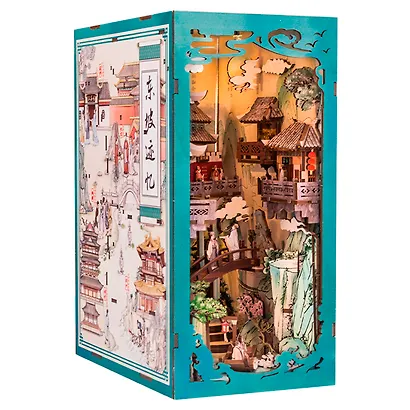 EK01 Конструктор интерьерный – сборный домик CuteBee - Жизнь Су Дунпо, 280 деталей (материалы: дерево, картон, пластик, металл), со световыми эффектами (подсветка интерьера), с питанием от 2хААА батареек (не включены), серия DIY, возраст 14+ - фото 11