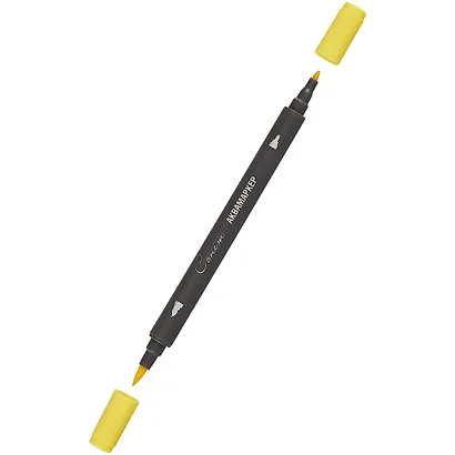 Маркер акварельный "Сонет", двухсторон., кисть и тонкий наконечник, желтый средний, сонет - фото 2