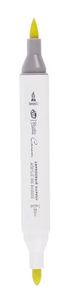 Маркер акриловый "Сонет" горчичный, двусторонний, перо кисть/пуля - фото 2