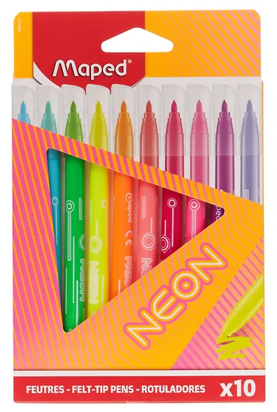Фломастеры 10 цветов "Neon" смываемые, Maped - фото 1