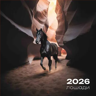 Календарь 2026г 290*290 "Лошади на черном фоне" настенный, на скрепке - фото 1