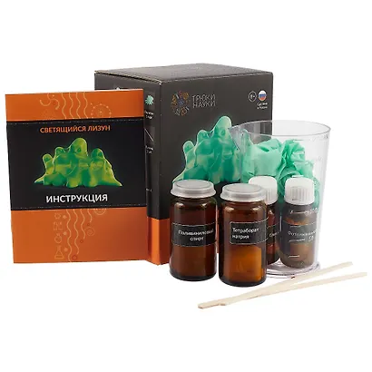 Набор химических эскпериментов для детей Трюки Науки "Светящийся Лизун" (белый/бирюз.) Z106 - фото 3