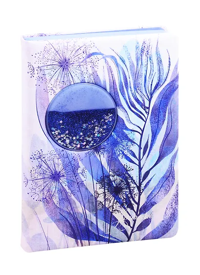 Ежедневник недат. А5 120л "Одуванчики" кожзам, тв. переплет с поролоном, тонир.блок, блестки, ляссе - фото 1