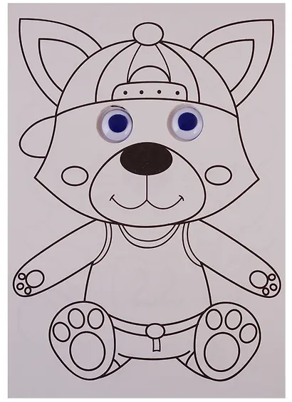 РАСКРАСКА А4 с глазками 22мм. ВЕСЁЛЫЕ ЗВЕРЯТА - фото 2