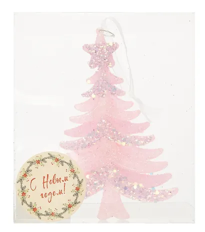 Новогоднее подвесное украшение Елочка розовая (пластик) (ПВХ бокс) (10х14) (12-09229-2-N17) - фото 3