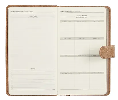Ежедневник недат. А6+ 120л "Тиволи глосс" бежевый, кожзам, тв.переплет, тиснение фольгой, магнит.клапан, офсет, ляссе - фото 6
