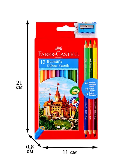 Карандаши цветные Faber-Castell, Jumbo, 12 цветов с точилкой - фото 2
