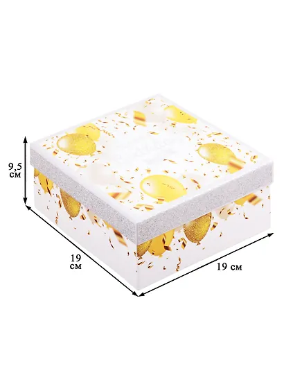 Коробка подарочная Золотые шары 19*19*9,5см, картон - фото 2