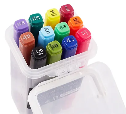 Маркеры для скетчинга 12 цветов, двусторонние кисть/скошенный наконечник, Art idea - фото 1