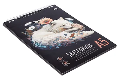 Скетчбук А5 40л "Arctic fox" черн. внутр блок, 80 г/м2, тв.обложка, гребень - фото 2