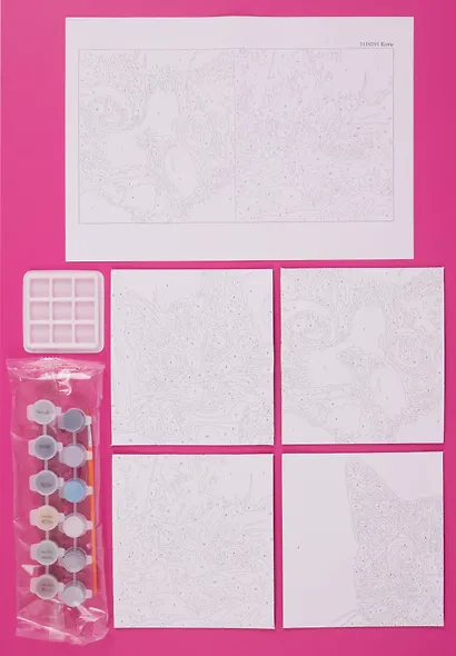 Картины по номерам Коты 4шт (15*14)(набор для творч.) (14+)(коробка) - фото 2