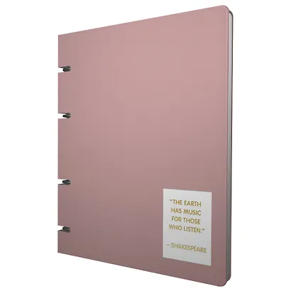 Тетрадь 120л кл. "NUANCES. Персик" на кольцах, смен.блок, обл. кож.зам, нашивка, инд.уп - фото 1