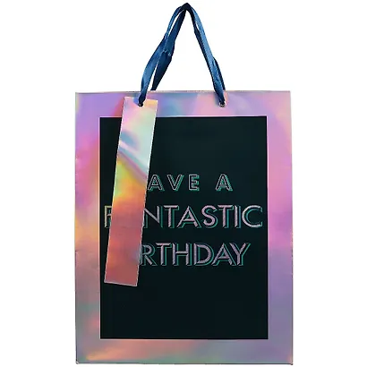 Пакет А4 33*26*13 Fantastic Birthday нейтр.,бум.мат.ламинат, голография - фото 2
