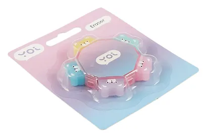 Ластик 5 штук "Мишки", в держателе, блистер, Yoi - фото 3