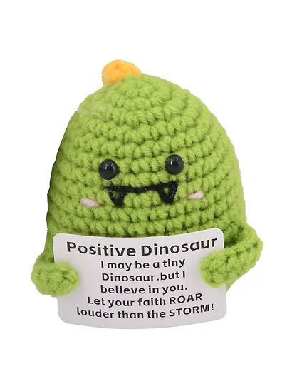 Мягкая игрушка с пожеланием Динозаврик (вязаная) (11см) (12-4305-202508-XP17) - фото 3