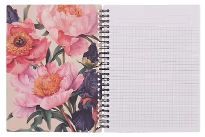 Тетрадь 120 листов в клетку "Blossom", черный, на спирали - фото 3