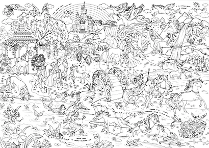 Феи и единороги. Раскраска-плакат - фото 3