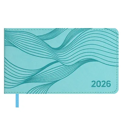 Еженедельник дат. 2026г. 64л 150x87 мм 150x87 мм "Виннер" голубой, кожзам, мягк.переплет, блинт.тиснение, офсет, карманный, горизонт, справ.мат-лы, закругл.углы, ляссе, инд.уп - фото 1