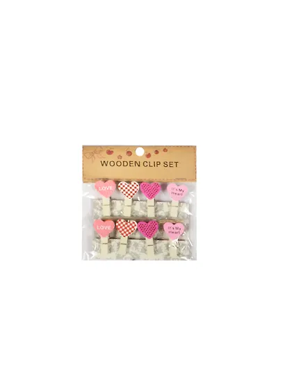 Набор декор. дерев. прищепок "Сердечки/Love, Its my heart..." с веревкой 8шт (11061700)11-21539-8 - фото 1
