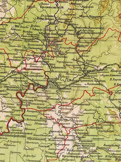 Карта-ретро Пермской губернии, состояние на 1892г. в картонном тубусе с подвесом - фото 3