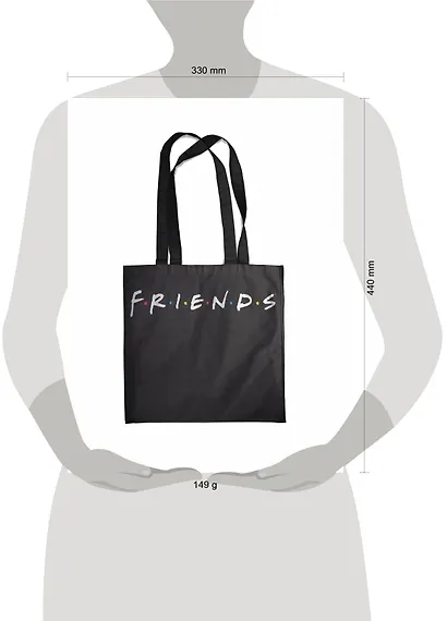 Сумка-шоппер. Friends (черная, 38х42см, длина ручек 58 см) - фото 8