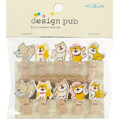 Прищепки декоративные с веревкой 10 шт. Корги играют - фото 1