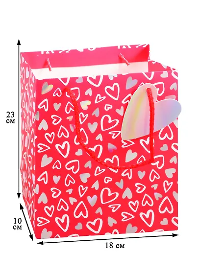 Пакет А5 23*18*10 Magic Hearts жен., бум.мат.ламинат, голография, ассорти - фото 2