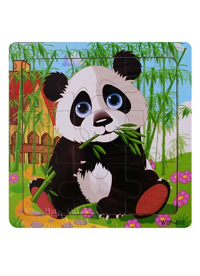 Развивающая рамка Панда, дерево, 15х15 см WZP-212 - фото 1