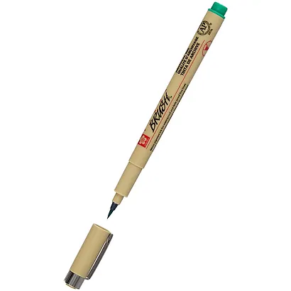 Ручка-кисточка капиллярная Pigma Brush Зелёный, Sakura - фото 2