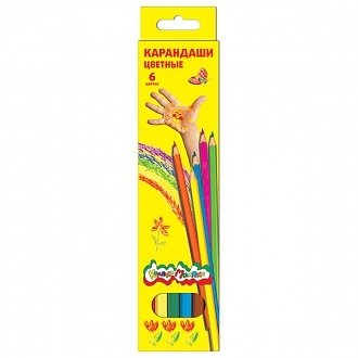 Карандаши цветные Каляка-Маляка, 6 цв. набор цветных карандашей аква колор изостудия izo cpm12 заточенный 12 цветов в металлической коробке