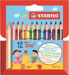 Карандаши цветные Stabilo Trio, 12 цветов, блистер набор цветных карандашей stabilo trio thick 12 цветов