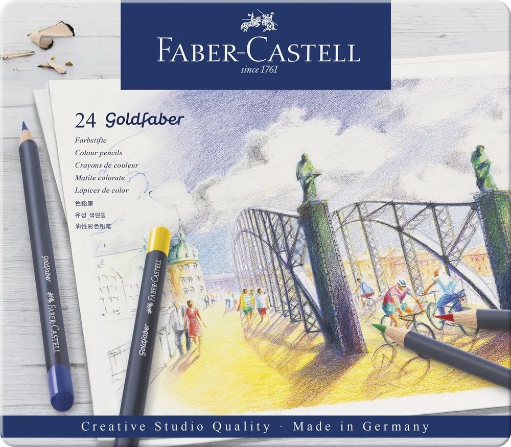 

Цветные карандаши Goldfaber, набор цветов, в металлической коробке, 24 шт