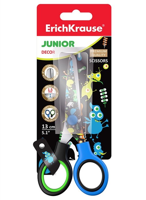 

Ножницы 130мм "Junior Decor Funny Monsters", с принтом на лезвиях, блистер, ErichKrause