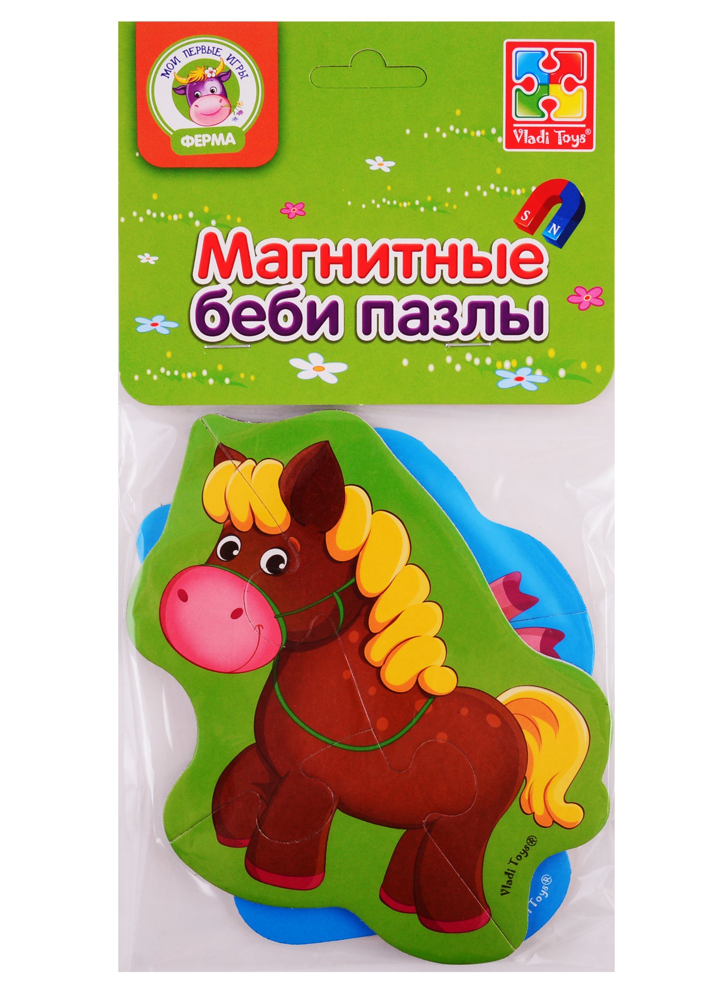 

Мягкие магнитные Baby puzzle Vladi Toys Лошадка и поросенок