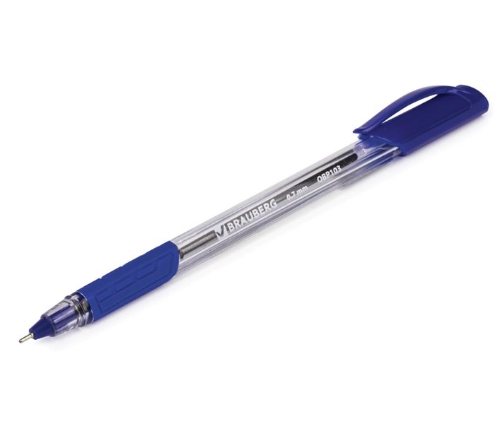 Ручка шариковая масляная синяя "Extra Glide GT" с грипом, трехгран, 0,7мм, линия 0,35мм, BRAUBERG