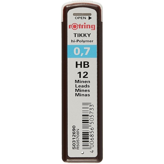 

Грифели 0,7мм 12шт "Rotring Tikky" HB, Rotring